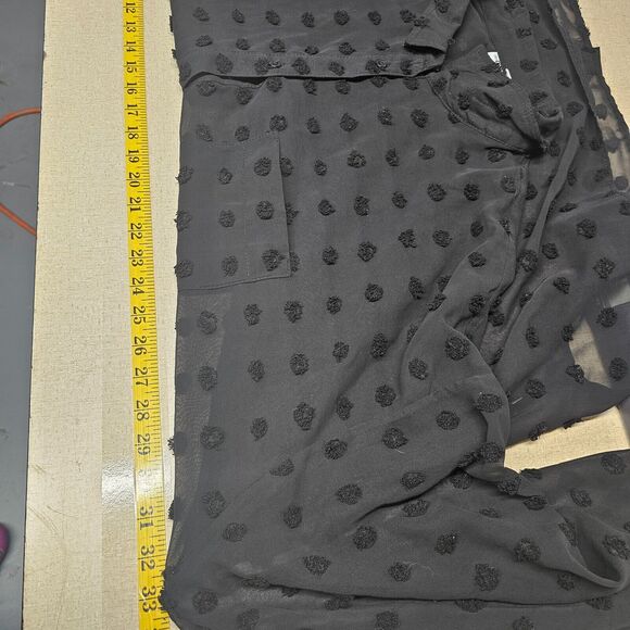 Asos Design Curve Oversized Shirt Women's 22 Black Dobby Jacquard Spot Sheer Top - Picture 7 of 8